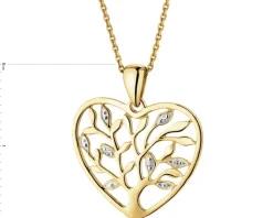Apart Zawieszka z żółtego złota z diamentami - serce, drzewko - 0,01 ct - próba 585< Zawieszki