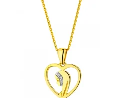 Apart Zawieszka z żółtego złota z diamentami - medalik Matka Boska, serce - 0,006 ct - próba 375< Zawieszki