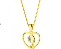Apart Zawieszka z żółtego złota z diamentami - medalik Matka Boska, serce - 0,006 ct - próba 375< Zawieszki