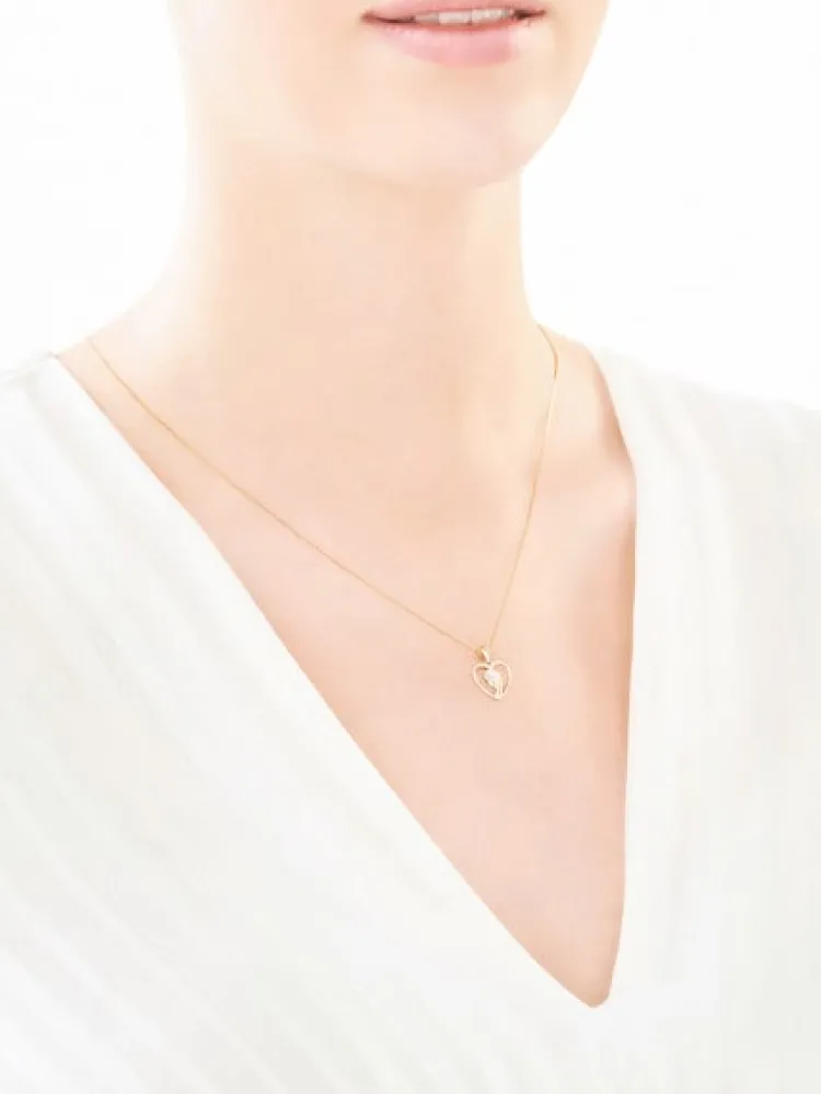 Apart Zawieszka z żółtego złota z diamentami - medalik Matka Boska, serce - 0,006 ct - próba 375< Zawieszki