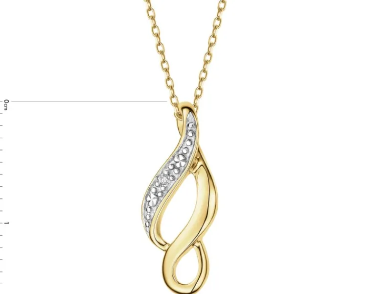 Outlet Apart Zawieszka z żółtego złota z diamentem - 0,005 ct - próba 585