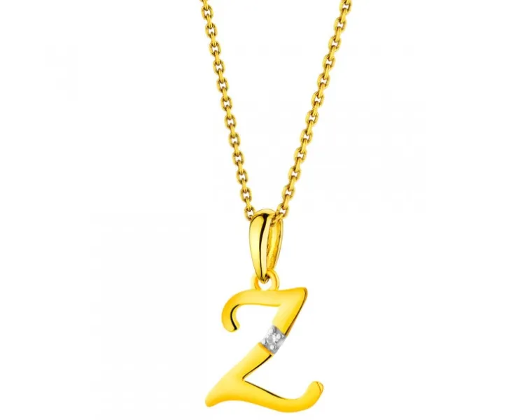 Discount Apart Zawieszka z żółtego złota z diamentem - litera Z - 0,004 ct - próba 585