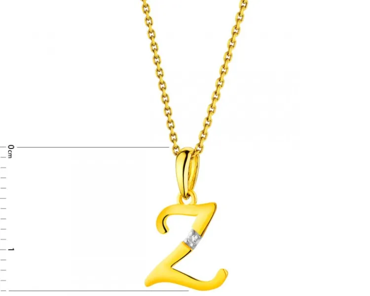 Discount Apart Zawieszka z żółtego złota z diamentem - litera Z - 0,004 ct - próba 585