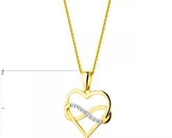 Discount Apart Zawieszka z żółtego złota z diamentami - serce, nieskończoność - 0,01 ct - próba 375