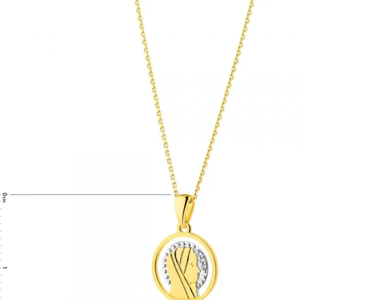 Apart Zawieszka z żółtego złota z diamentami - medalik Matka Boska - 0,009 ct - próba 375< Zawieszki