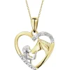 Hot Apart Zawieszka z żółtego złota z diamentami - serce, koń - 0,02 ct - próba 375