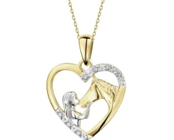 Hot Apart Zawieszka z żółtego złota z diamentami - serce, koń - 0,02 ct - próba 375