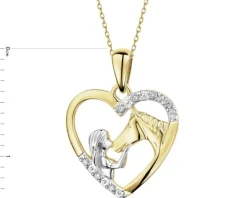 Hot Apart Zawieszka z żółtego złota z diamentami - serce, koń - 0,02 ct - próba 375