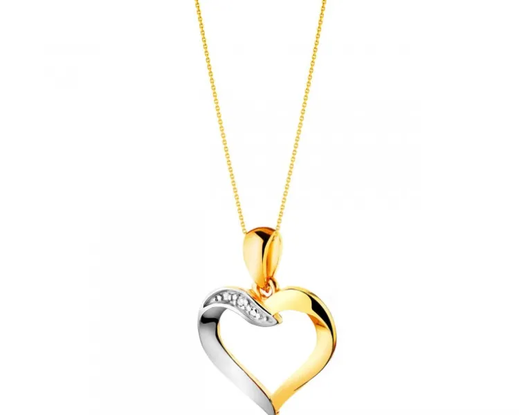 Apart Zawieszka z żółtego złota z diamentem - serce - 0,002 ct - próba 585< Zawieszki