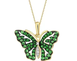 Apart Zawieszka z żółtego złota z diamentami i granatami - motyl - próba 585< Wszystkie