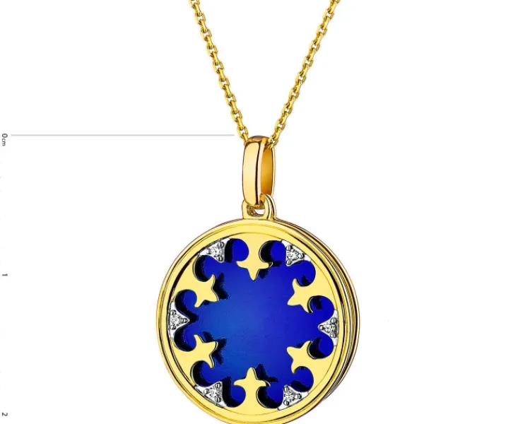 Apart Zawieszka z żółtego złota z diamentami i emalią - rozeta - 0,01 ct - próba 375< Zawieszki