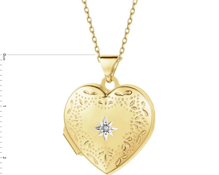 Online Apart Zawieszka z żółtego złota z diamentem - puzderko - serce - 0,005 ct - próba 585