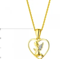 Apart Zawieszka z żółtego złota z diamentem - aniołek, serce - 0,003 ct - próba 375< Zawieszki