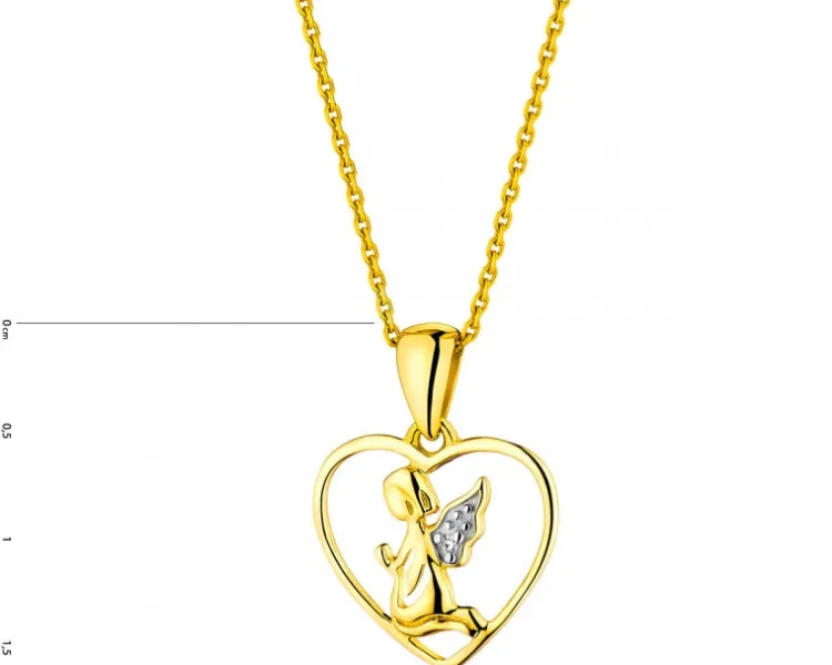 Apart Zawieszka z żółtego złota z diamentem - aniołek, serce - 0,003 ct - próba 375< Zawieszki