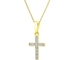 Apart Zawieszka z żółtego złota z diamentami - krzyż - 0,02 ct - próba 375< Zawieszki