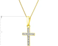 Apart Zawieszka z żółtego złota z diamentami - krzyż - 0,02 ct - próba 375< Zawieszki