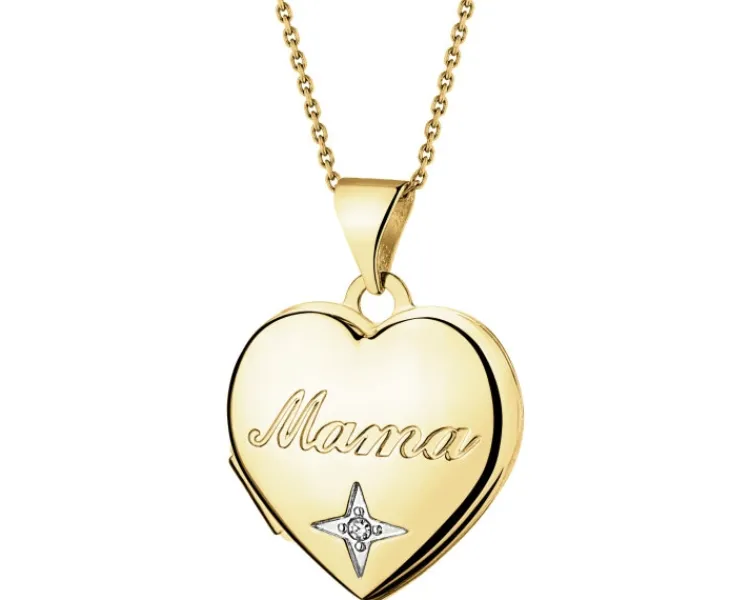 Apart Zawieszka z żółtego złota z diamentem - puzderko - serce, mama - 0,005 ct - próba 375< Wszystkie