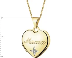 Apart Zawieszka z żółtego złota z diamentem - puzderko - serce, mama - 0,005 ct - próba 375< Wszystkie