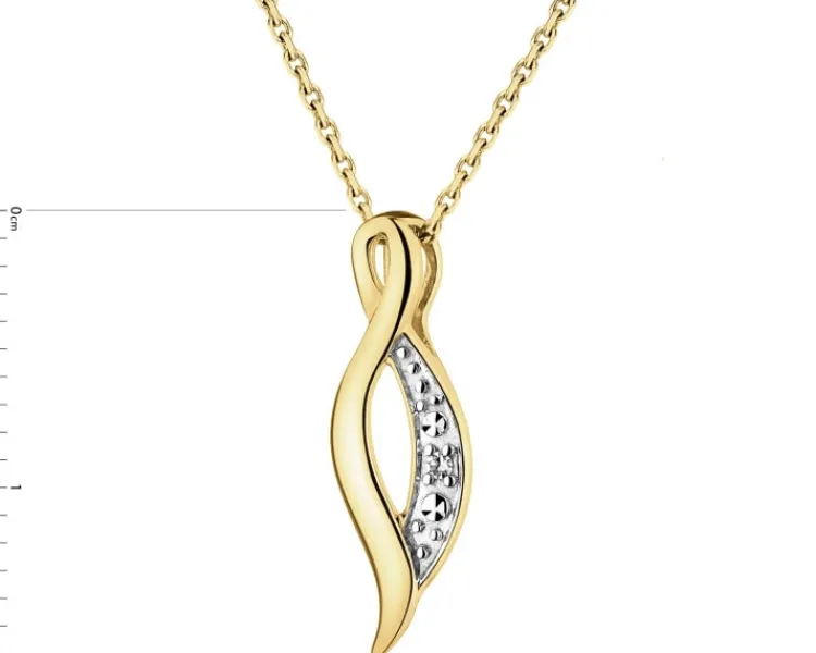 Outlet Apart Zawieszka z żółtego złota z diamentem - 0,004 ct - próba 375
