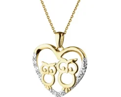 Apart Zawieszka z żółtego złota z diamentami - sowy, serce - 0,03 ct - próba 375< Zawieszki