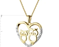 Apart Zawieszka z żółtego złota z diamentami - sowy, serce - 0,03 ct - próba 375< Zawieszki