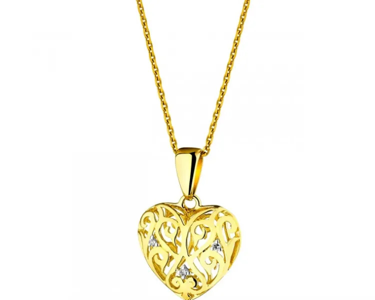 Apart Zawieszka z żółtego złota z diamentami - serce - 0,008 ct - próba 375< Zawieszki