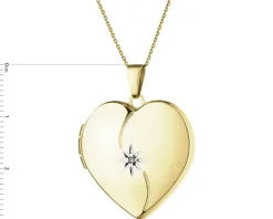 Sale Apart Zawieszka z żółtego złota z diamentem - puzderko - serce - 0,005 ct - próba 585