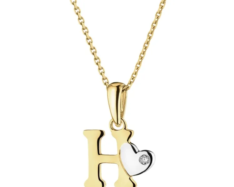 Apart Zawieszka z żółtego złota z diamentem - litera H - 0,004 ct - próba 375< Zawieszki