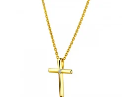 Apart Zawieszka z żółtego złota z diamentem - krzyż - 0,003 ct - próba 585< Zawieszki