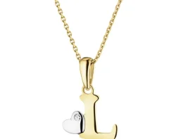 Clearance Apart Zawieszka z żółtego złota z diamentem - litera L - 0,004 ct - próba 375