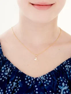 Clearance Apart Zawieszka z żółtego złota z diamentem - litera L - 0,004 ct - próba 375
