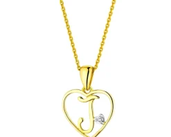 Apart Zawieszka z żółtego złota z diamentem - litera J, serce - 0,005 ct - próba 585