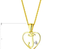 Apart Zawieszka z żółtego złota z diamentem - litera J, serce - 0,005 ct - próba 585