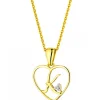 Clearance Apart Zawieszka z żółtego złota z diamentem - litera K, serce - 0,005 ct - próba 375
