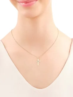 Apart Zawieszka z żółtego złota z diamentem - krzyż - 0,003 ct - próba 585< Zawieszki