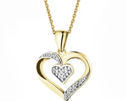 Hot Apart Zawieszka z żółtego złota z diamentami - serca - 0,01 ct - próba 375