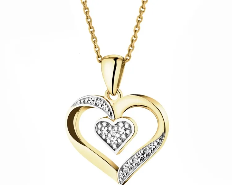 Hot Apart Zawieszka z żółtego złota z diamentami - serca - 0,01 ct - próba 375