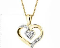 Hot Apart Zawieszka z żółtego złota z diamentami -  serca - 0,01 ct - próba 375