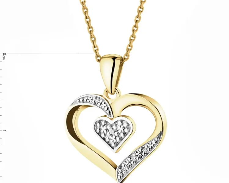Hot Apart Zawieszka z żółtego złota z diamentami - serca - 0,01 ct - próba 375