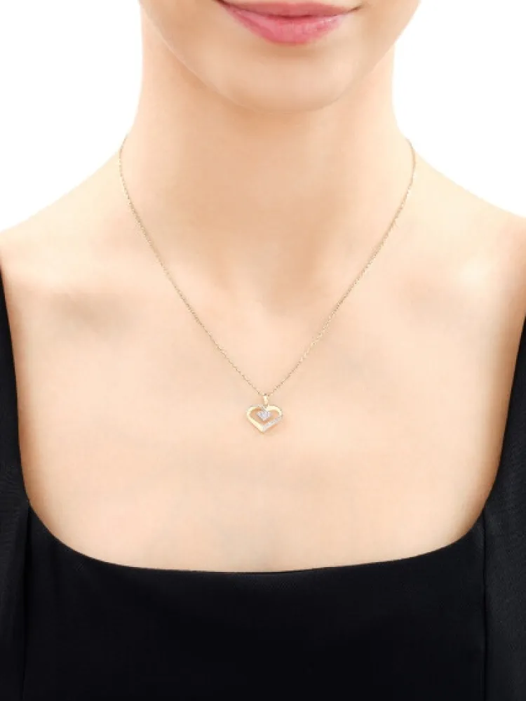 Hot Apart Zawieszka z żółtego złota z diamentami - serca - 0,01 ct - próba 375