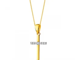 Outlet Apart Zawieszka z żółtego złota z diamentami - krzyż - 0,02 ct - próba 375