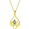 Clearance Apart Zawieszka z żółtego złota z diamentem i topazem London Blue - kwiat lotosu - próba 585