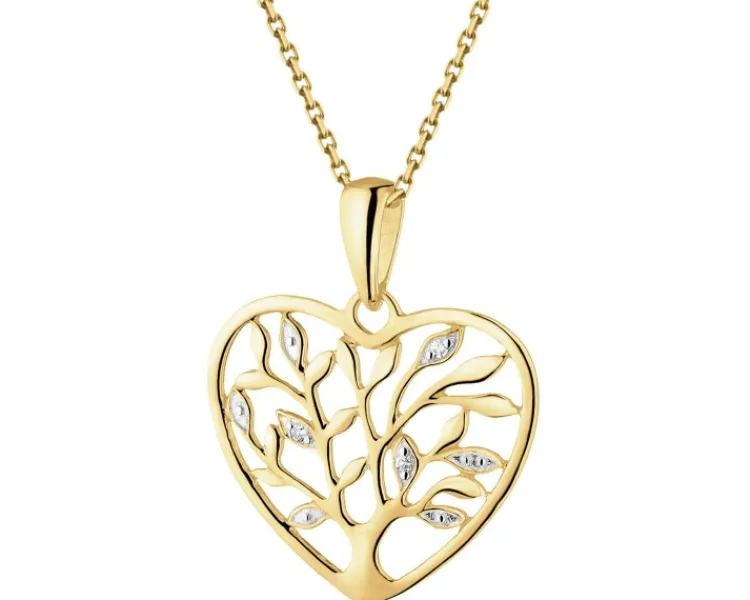 Apart Zawieszka z żółtego złota z diamentami - drzewko, serce - 0,01 ct - próba 375< Zawieszki