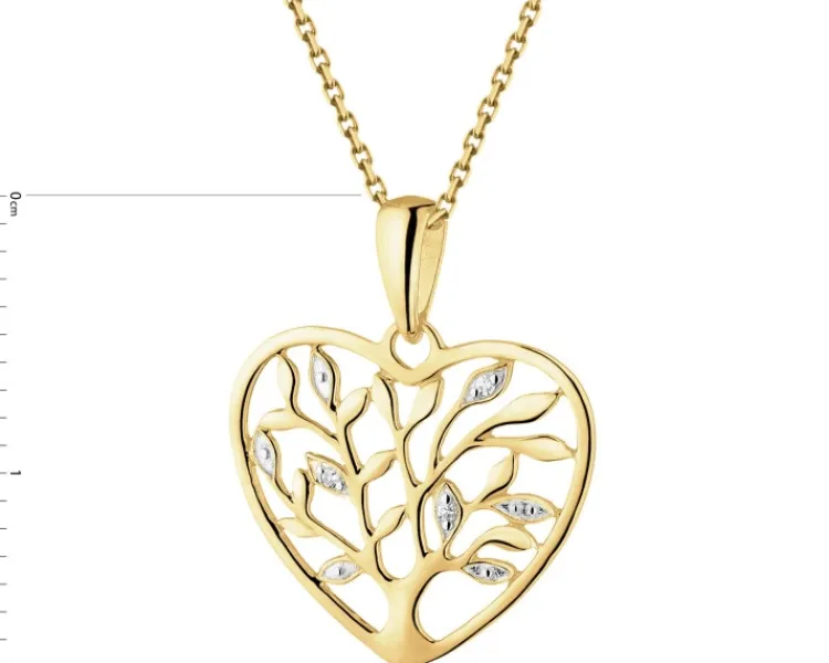Apart Zawieszka z żółtego złota z diamentami - drzewko, serce - 0,01 ct - próba 375< Zawieszki