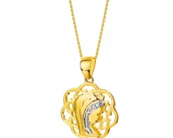 Apart Zawieszka z żółtego złota z diamentami - medalik Matka Boska - 0,006 ct - próba 375< Zawieszki