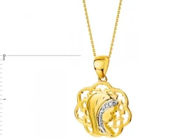 Apart Zawieszka z żółtego złota z diamentami - medalik Matka Boska - 0,006 ct - próba 375< Zawieszki