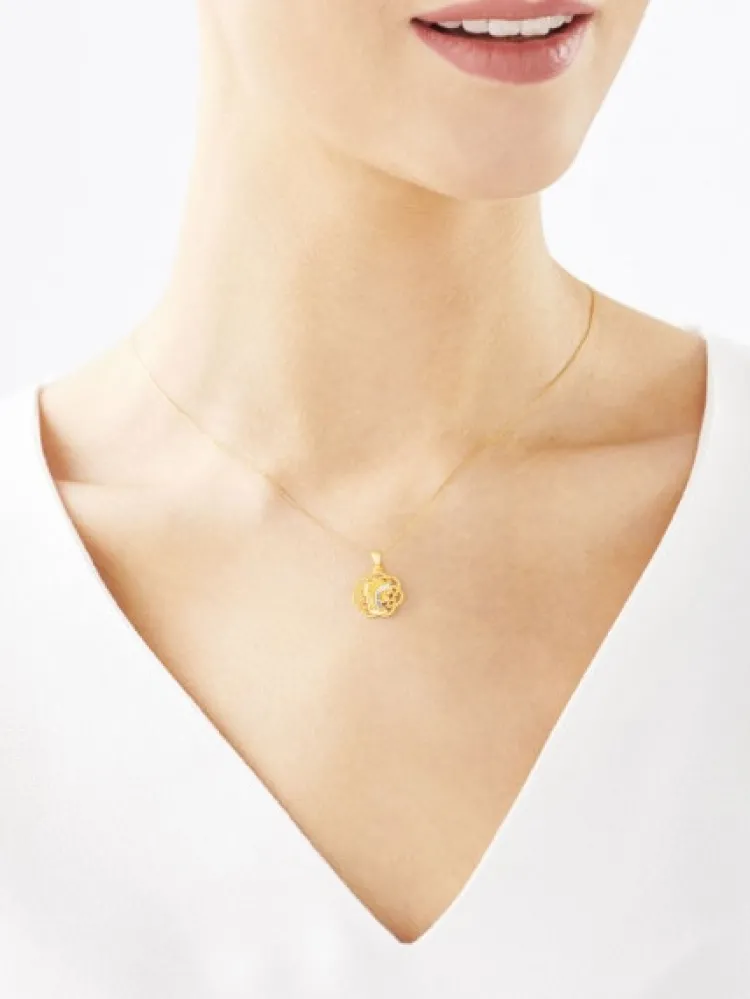 Apart Zawieszka z żółtego złota z diamentami - medalik Matka Boska - 0,006 ct - próba 375< Zawieszki
