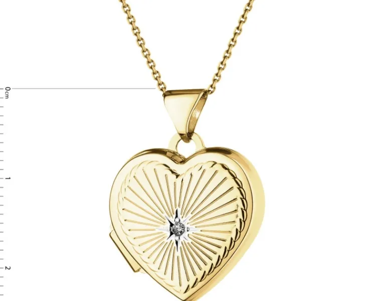 Apart Zawieszka z żółtego złota z diamentem - puzderko - serce - 0,01 ct - próba 375< Zawieszki