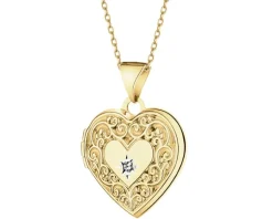 Apart Zawieszka z żółtego złota z diamentem - puzderko - serce - 0,005 ct - próba 585< Zawieszki