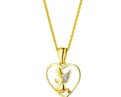 Apart Zawieszka z żółtego złota z diamentem - aniołek, serce - 0,003 ct - próba 585< Zawieszki